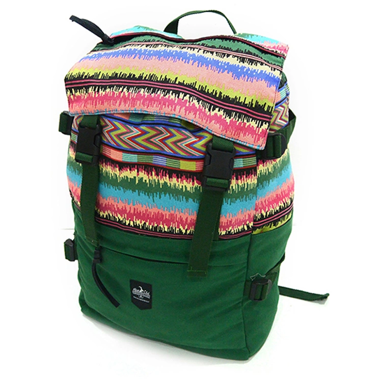 Printed Canvas Flap Top Daily Bag Vintage Canvas Backpack with Drawstring Closure Casual Daypack