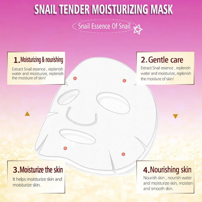 Caracol Rorec máscara facial hidratante nutritiva blanqueadora de control de aceite suave Acné tratamiento de Cuidado Facial Anti Wrinkle Anti Envejecimiento
