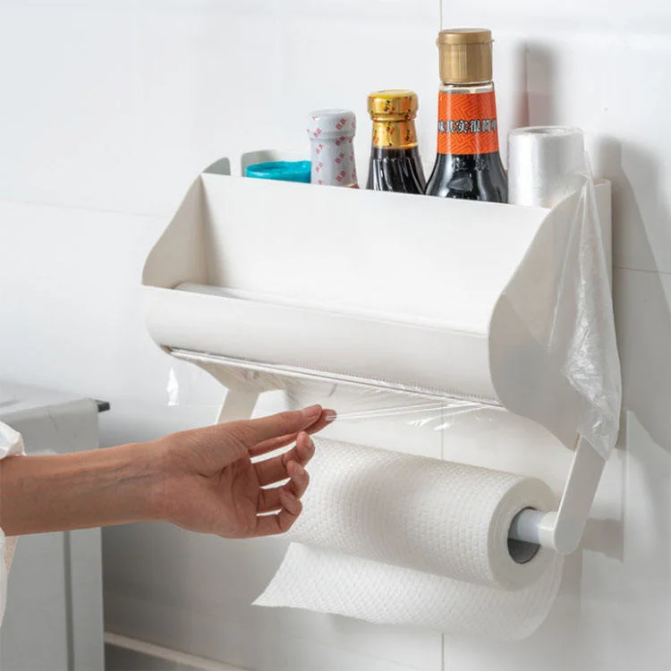 Wall Mount Sauce Bottle Storage Kitchen Roll Holder Dispenser for Cling Film and Foil