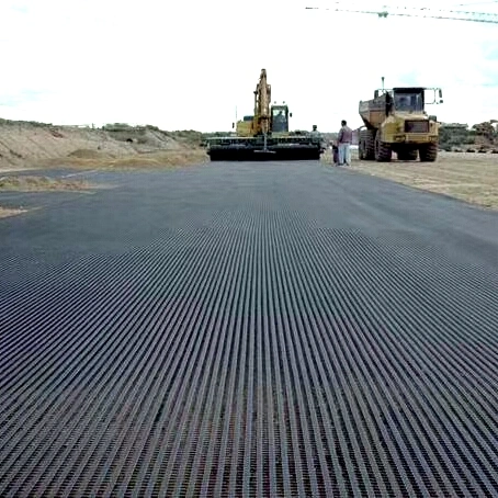 Kundenspezifischer schwarzer Neigungsschutz Straßenbeet Verstärkung Berg Verstärkung Konstruktion PVC/Asphalt Beschichtung Polyester Industrie Geogrid