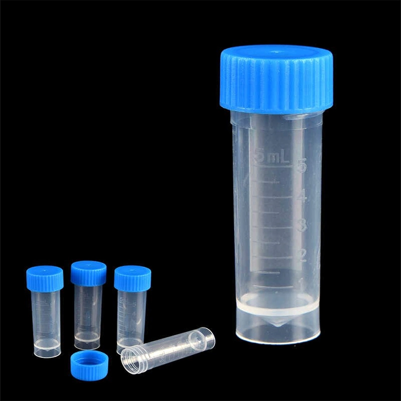 Plastic Test Tubes Screw Caps Bottle Vial Storage Container for Lab