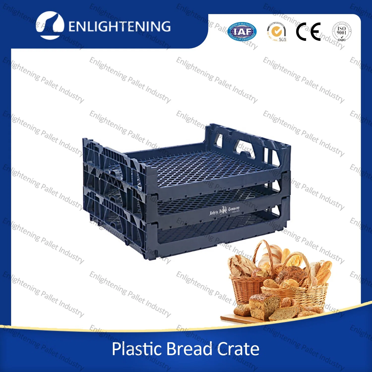 725X650X150mm High quality/High cost performance  Heavy Duty Custom Color Large HDPE Stackable Hygenic Food Grade Plastic Toast Crates Bread Tray Crates for Bakery Storage/Turnover