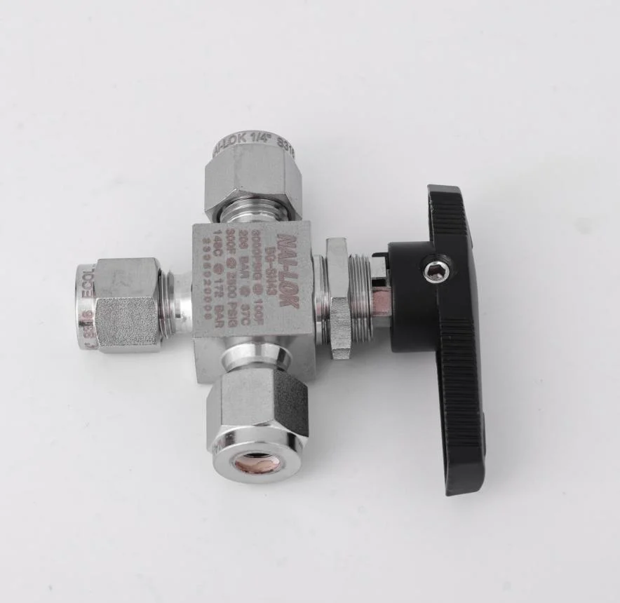 Nai-Lok Stainless Steel SS316 3000 Psi 3 Way Ball Valve Instrument Valve