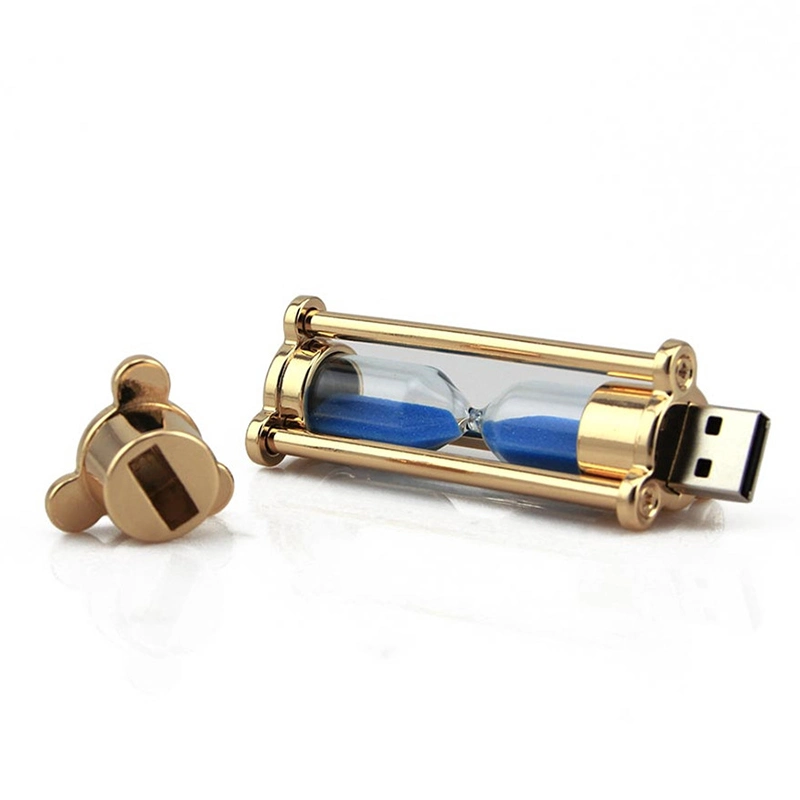 Hourglass Metallic Glass Promotional Gift USB Flash Drive