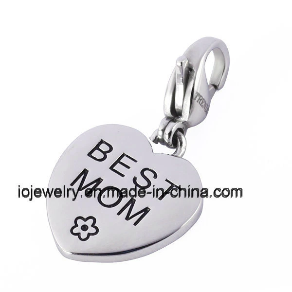 Heart Engraved Charm Best Mom Gift Etched Jewelry