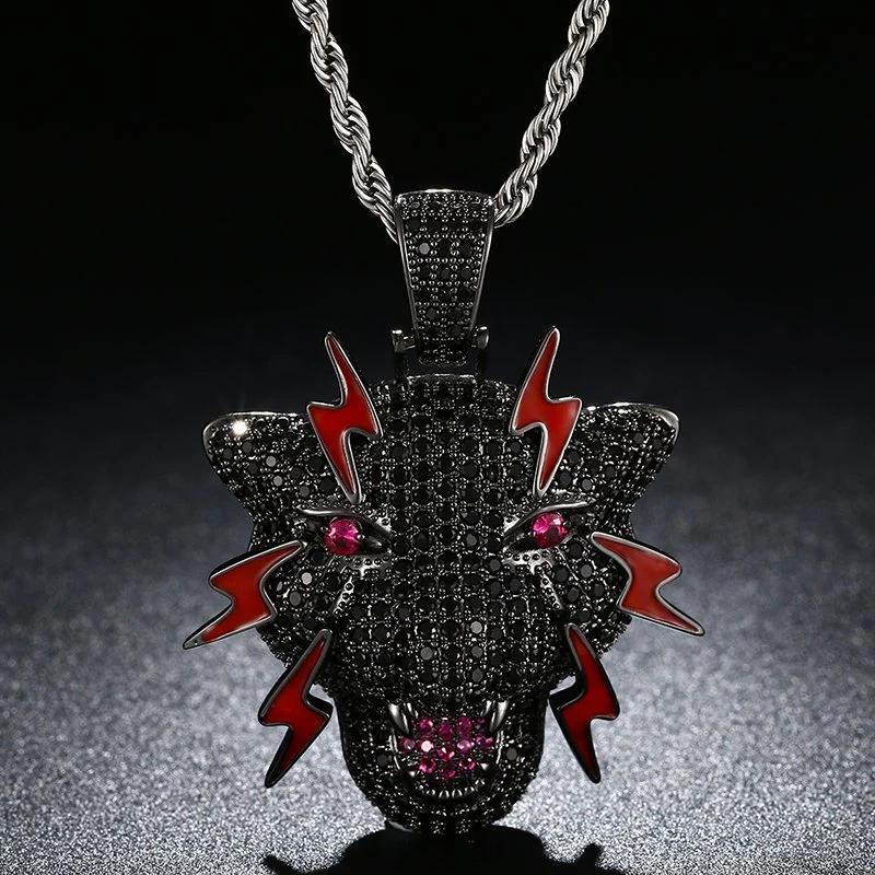 Heißer Verkauf Herren Micro-Inlaid Zircon Black Panther Hip Hop Fashion Modischer Halskette Schmuck