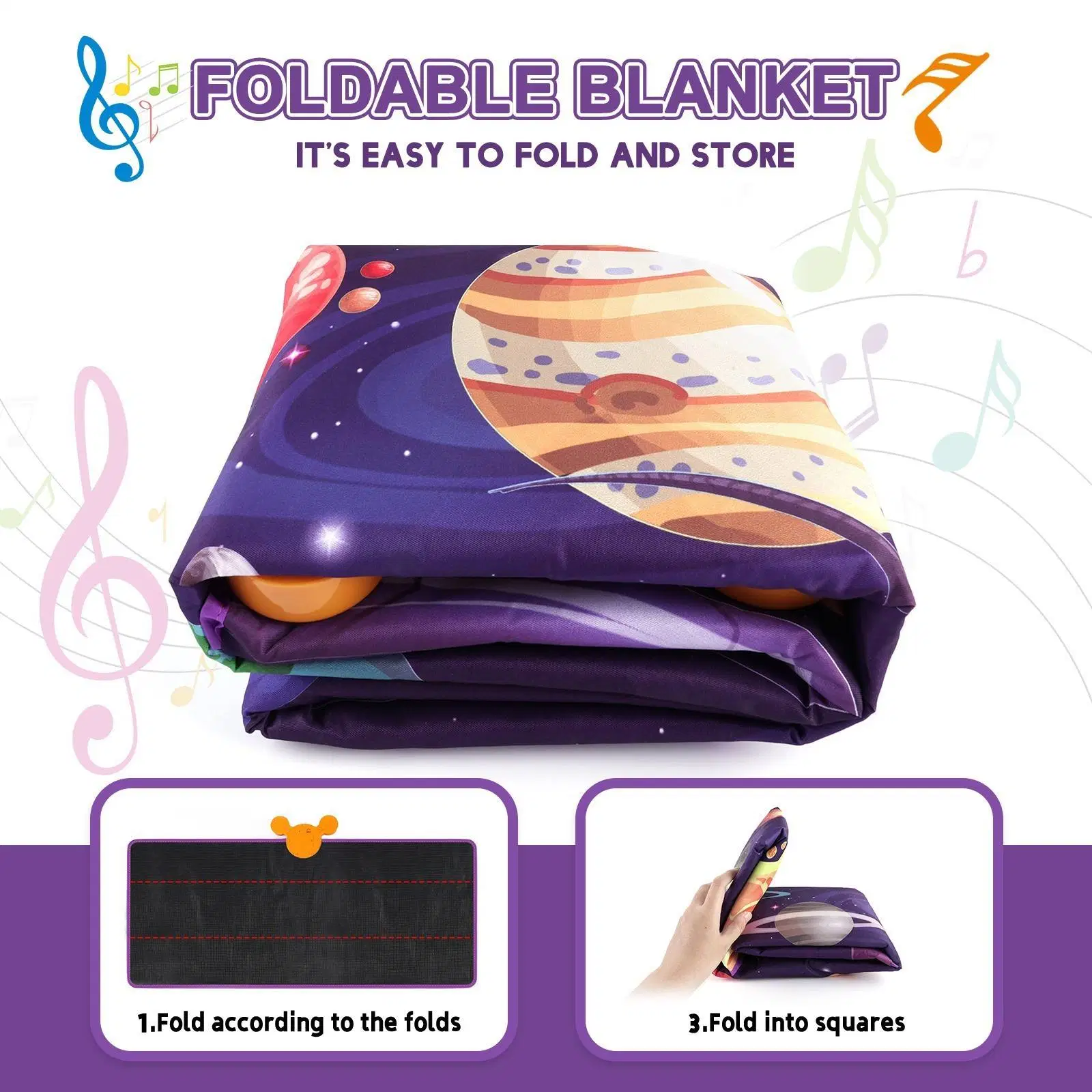 Imaginative Space Planet Electronic Dance Pad Foldable Blanket Educational Q & a Interactive Children&prime; S Music Mat Toys with Lights