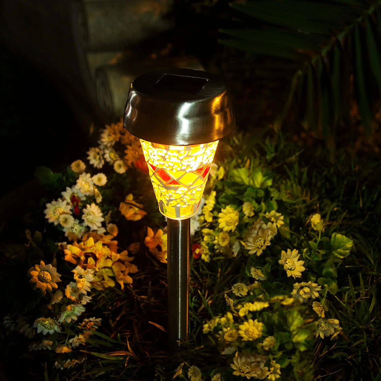 3 ألوان Mosaic Solar Garden taths Landscape Lights مع Auto (تلقائي) وظيفة المستشعر للممر المزود بدش الحديقة مع فناء مرصوف Wyz10199