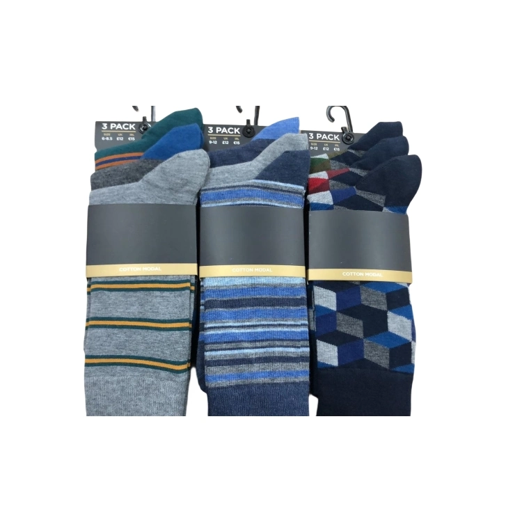 Chaussettes pour hommes à rayures colorées en coton modal doux, respirantes, antibactériennes, hautement élastiques, à blocs de rayures et de pois, cheville et crew.