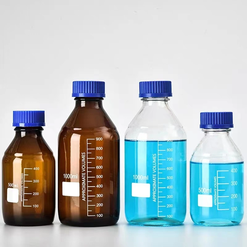 Suministros de laboratorio frasco de reactivo químico de vidrio de fondo redondo