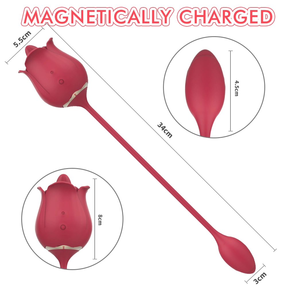 High quality/High cost performance Women Sex Toy Red Rose Shape Sucking Vibrator Silicone Clit Licking Vibrator Tongue Vibrator for Clitoris