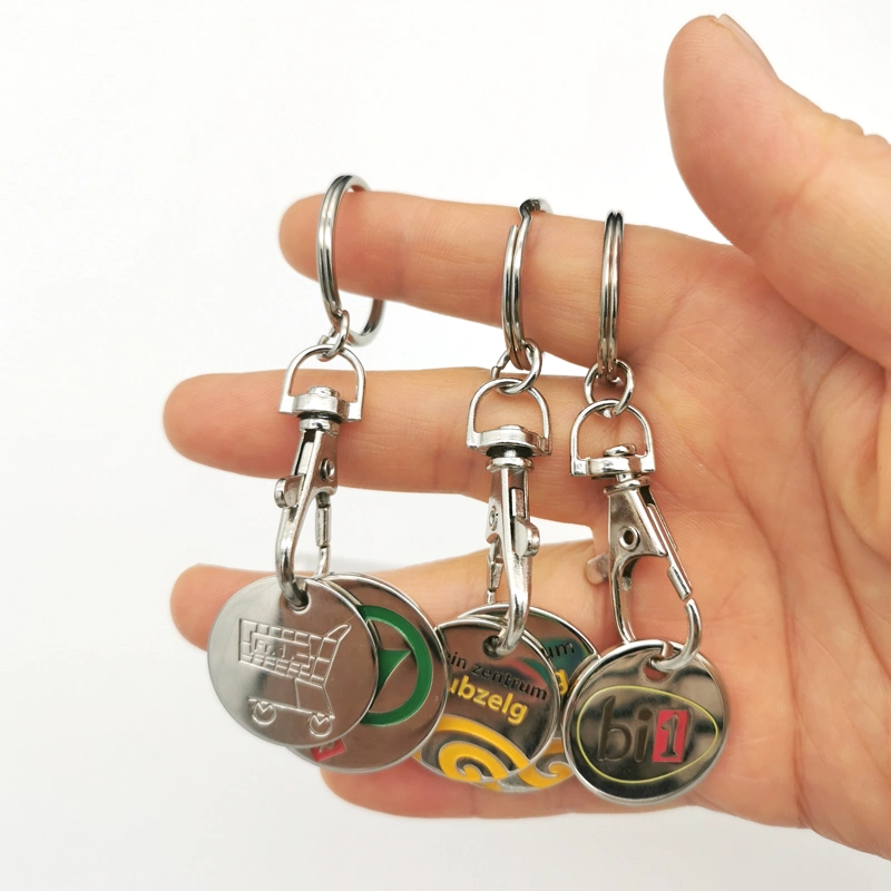 Shopping Cart Supermarket Trolley Coin Key Chain Supermarket with Lobster Buckle Ring