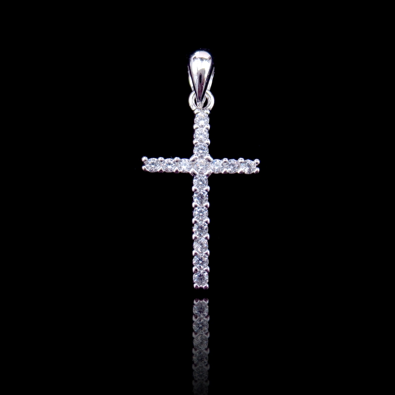 Fashion Jewelry No Stone Cross Shaped Christian Pendant with Sterling Silver