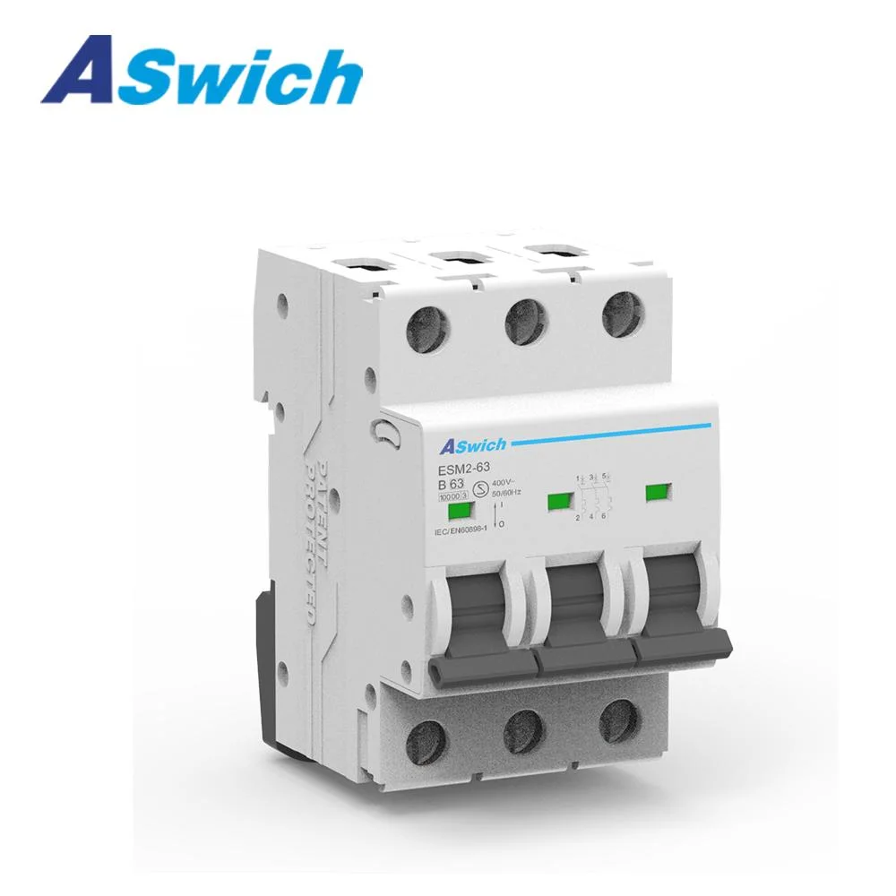 Esm1-63 Serie 10kA MCB 63A Elektrische Miniatur-Leistungsschalter Esm2-63 6kA 240/415V 1p 2p 3p 4p DIN-Schiene AC Mini Leistungsschalter