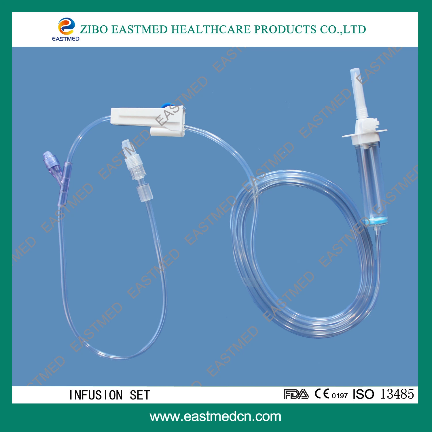 Ensemble de perfusion jetable stérilisé médical chirurgical hospitalier doux avec régulateur de débit.