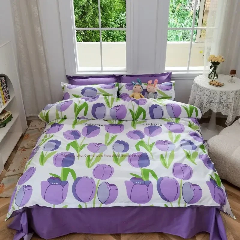 Conjunto de camas de la cubierta de dormitorio de estudiante, tres piezas de ropa de cama de verano