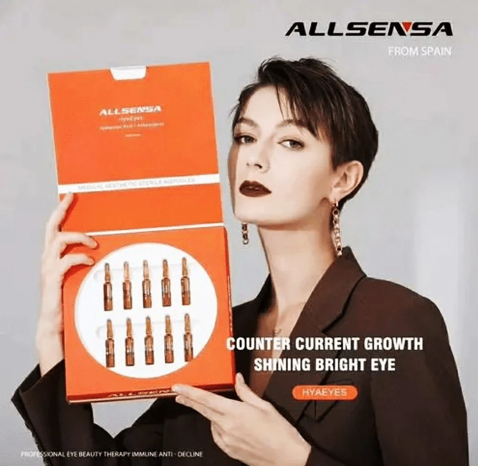 Allsensa Hyaeyes Antioxidantien periocular Gene Peptide for Dark Eye Circle Eyebag Augenfalten Entfernung Hyaluronsäure Injektion Haut Booster