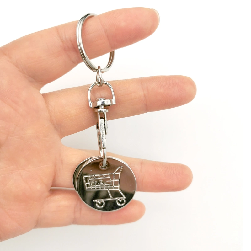 Shopping Cart Supermarket Trolley Coin Key Chain Supermarket with Lobster Buckle Ring