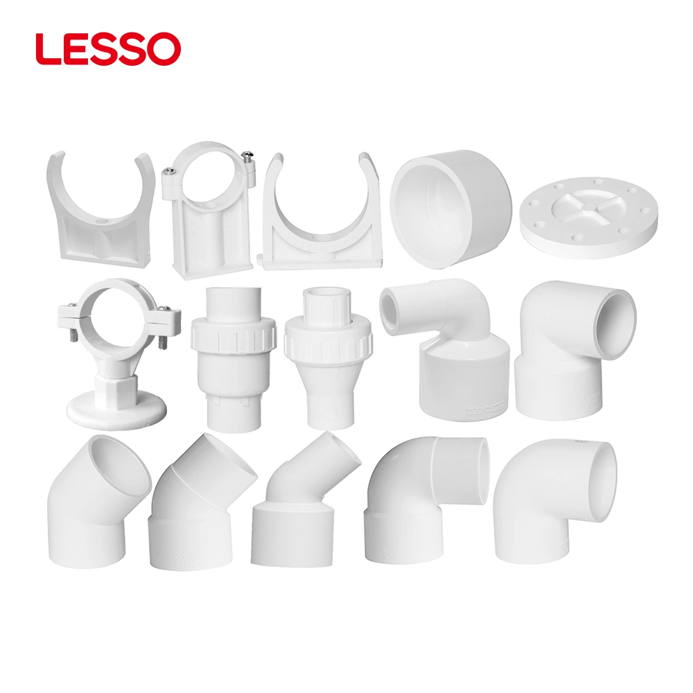 Lesso Male Female Elbow PVC-U Solvent Weld Fittings Thread Tee Union Flange PVC Reducer Adapter Plastic Pipe Fittings