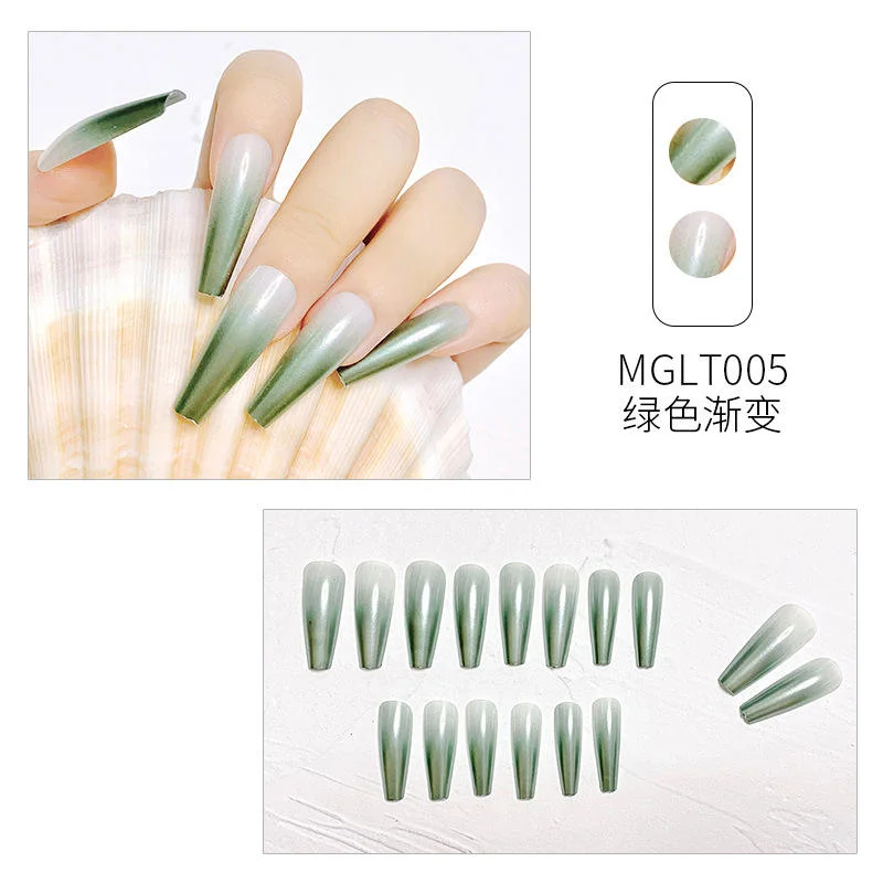 New Custom Design Luxury Personality Long Coffin Oval Finger Nails Full Cover Artificial Art Press on Acrylic Nails Tips