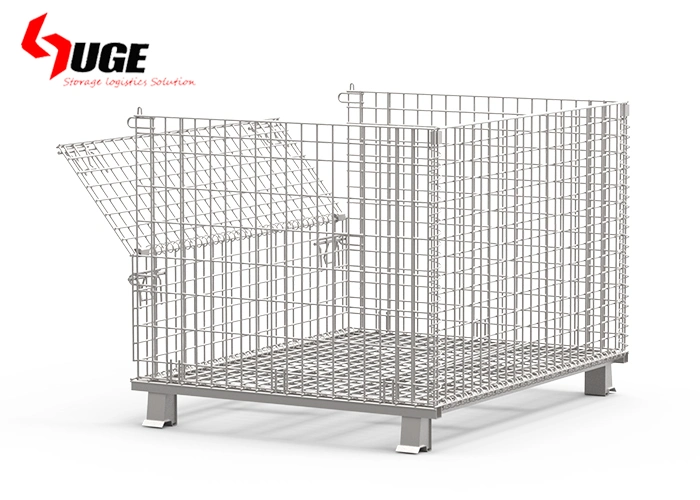 Industrial Warehouse Welded Collapsible Wire Mesh Container Stacking Storage Steel Stackable Storage Bin