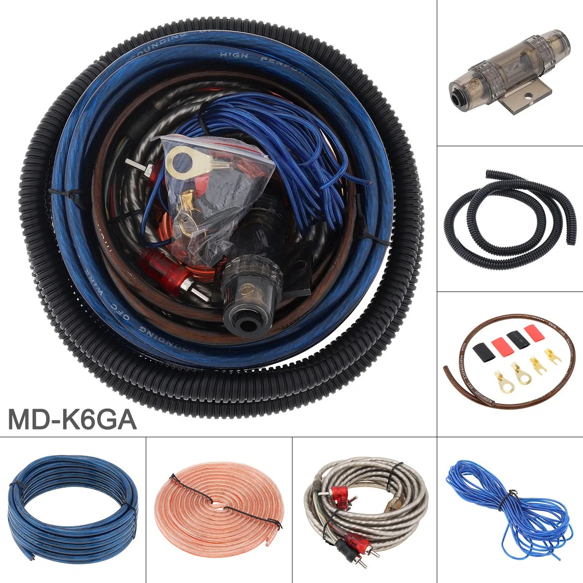 6 Gauge Amplifier Installation Wiring Kit Car Speaker Woofer Cables Car Power Amplifier Audio Line Power Line with Fuse Suit