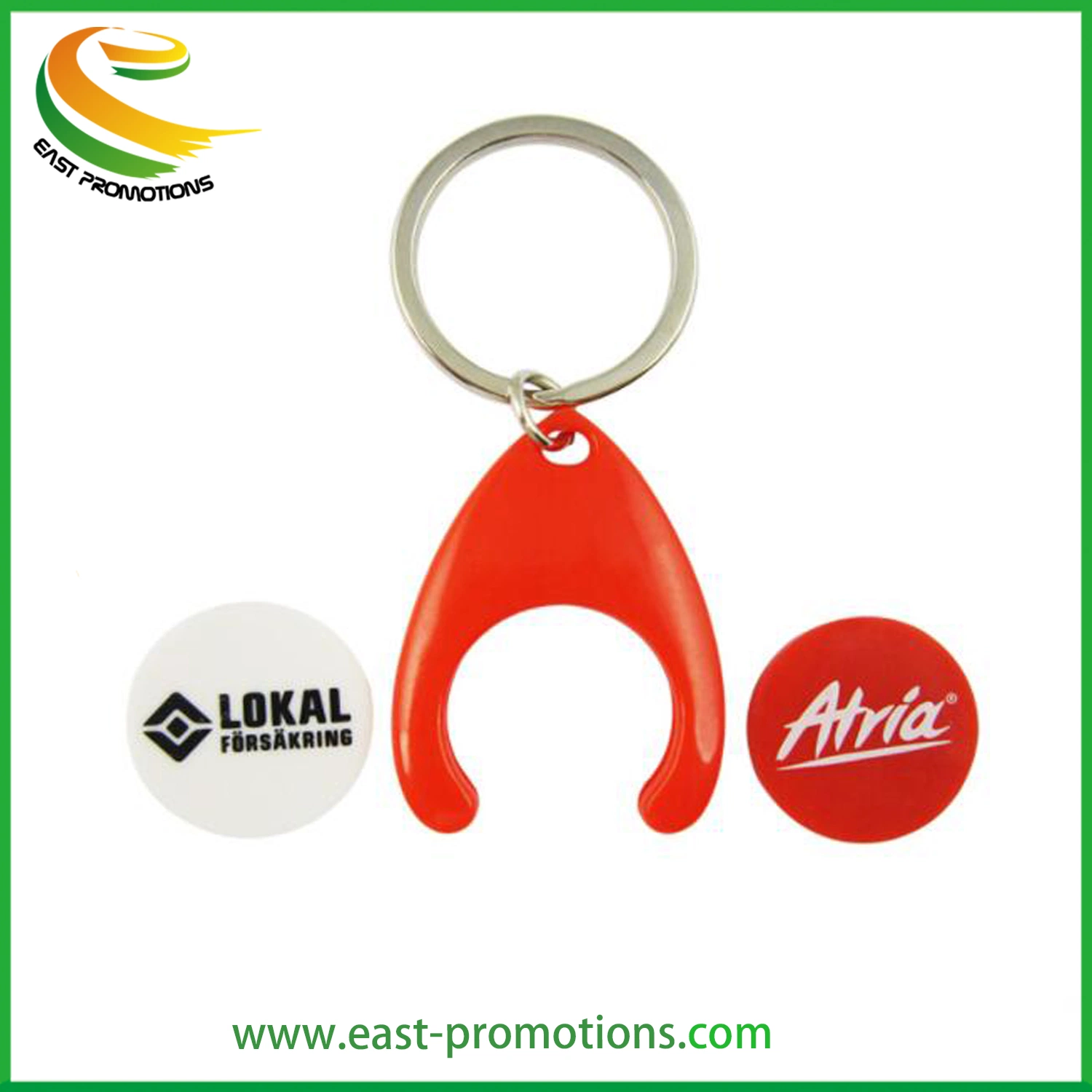 Custom Plastic Token Trolley Coin Keyring Coin Holder Keychain for Promotional Gifts