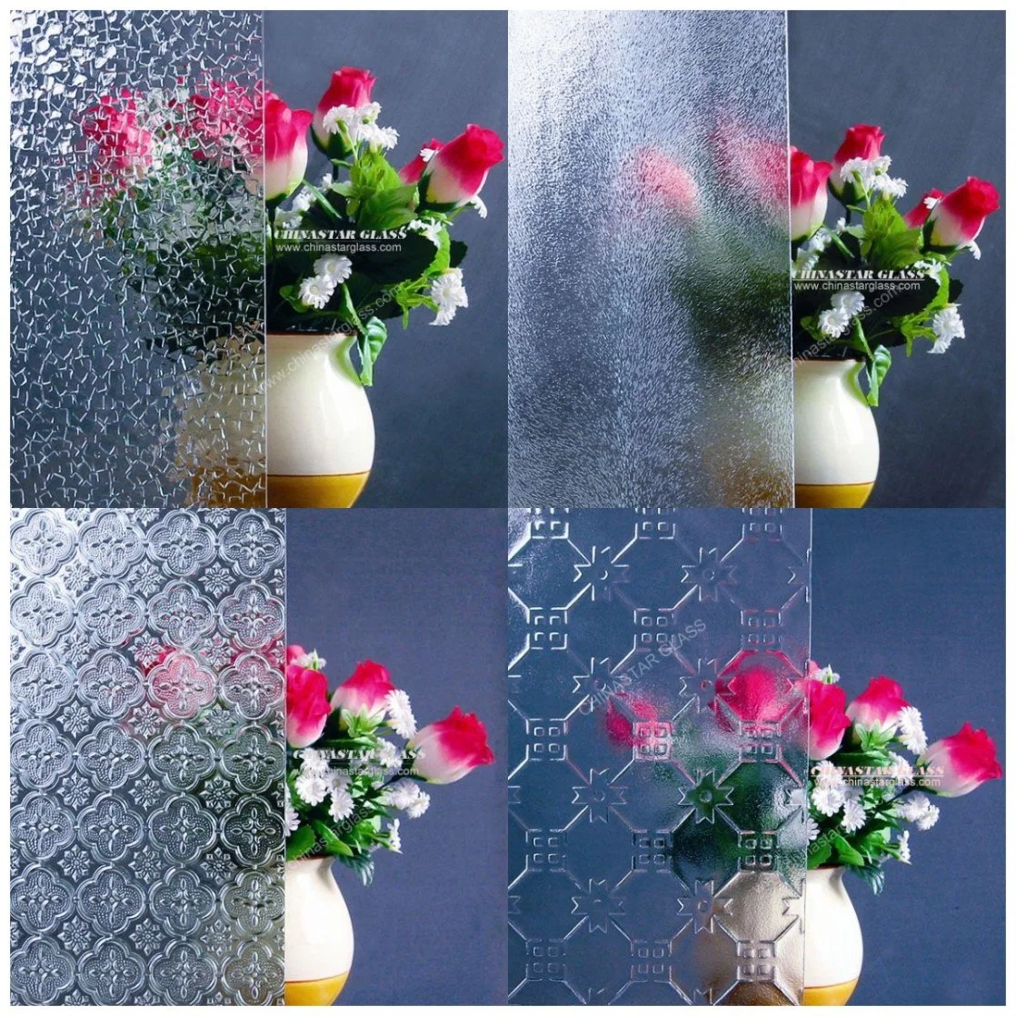 Decorative Rolled Glass Gate Tempered Figured Glass Door Patterned Toughened Door Glass