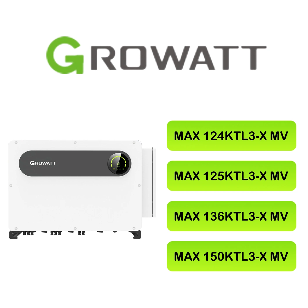 Growatt Max124ktl3xmv Max 124KTL3-X Mv 124kw 10 Mppts tres fase Comercial e Industrial de PV inversor para sistema de Energía Solar