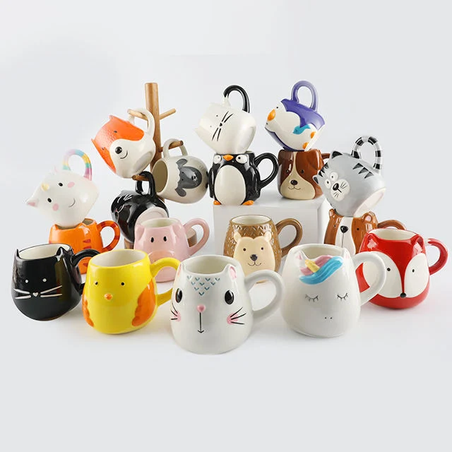 Cute Ceramic Set with Lid Novelty Pumpkin Shape Halloween Mugs Coffee Cup