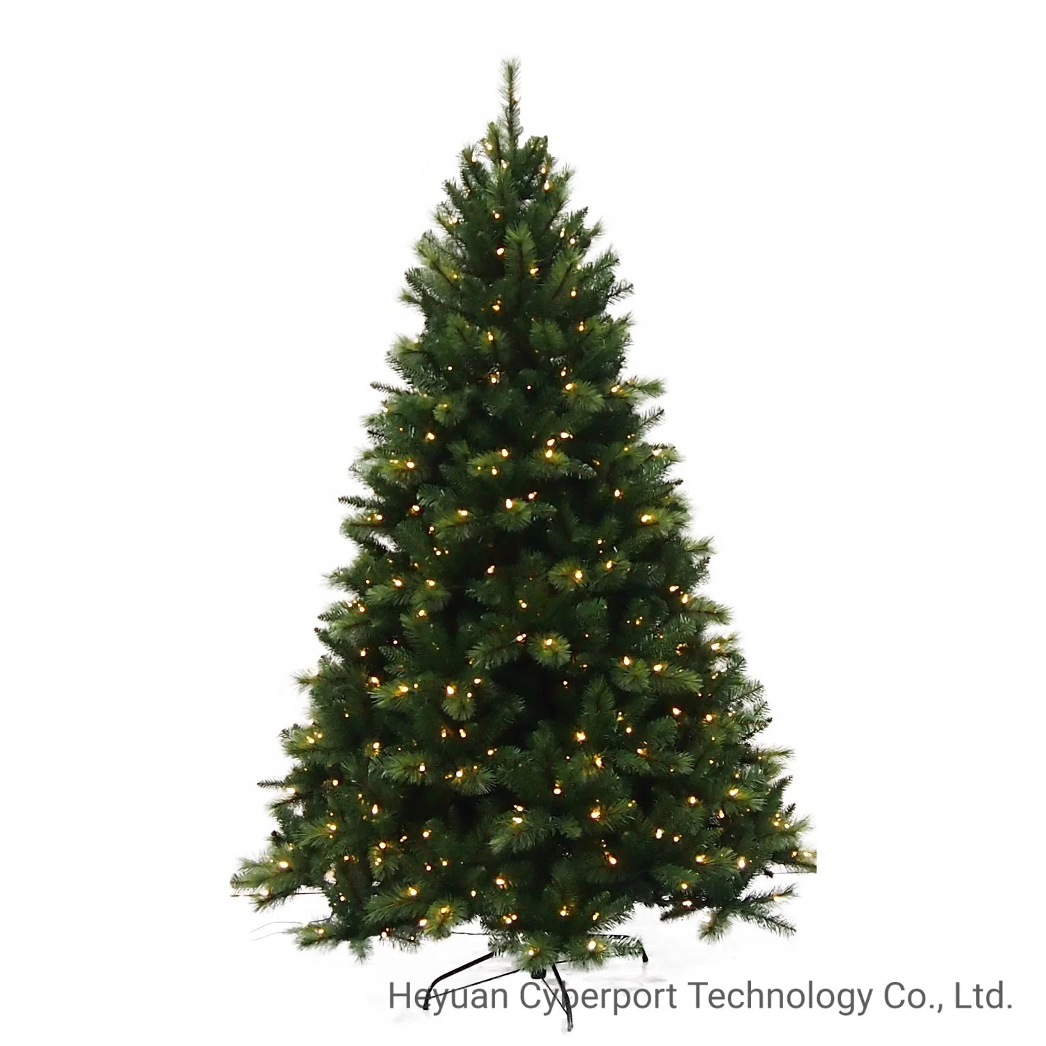 7,5FT Aspen Spruce Hinged Tree de Navidad de PVC verde artificial Con luces LED blancas suaves