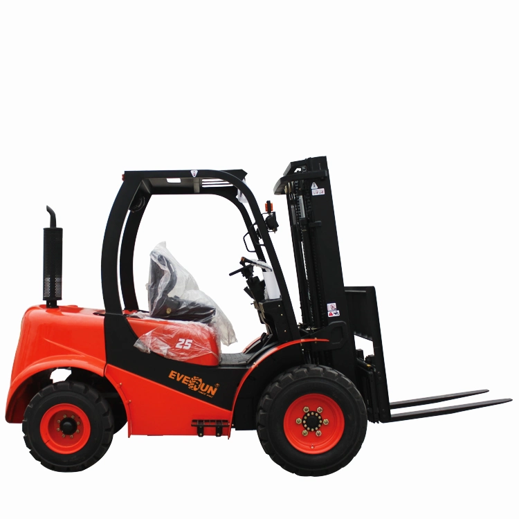 Everun New Chinese Ertf25 2.5ton China EPA Industrial Transmision All Terrain Wheel Small Diesel Mini Forklift Truck Machine Price for Sale