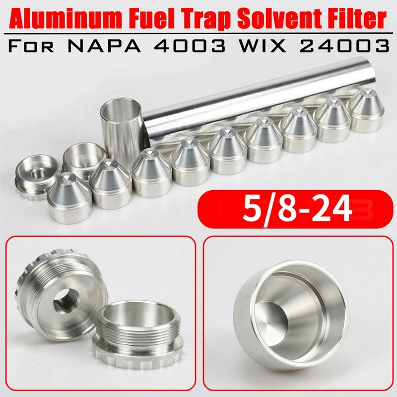 1.7odx10"L Fuel Filter Solvent Trap Aluminum Tube Cups 5/8X24 Silver
