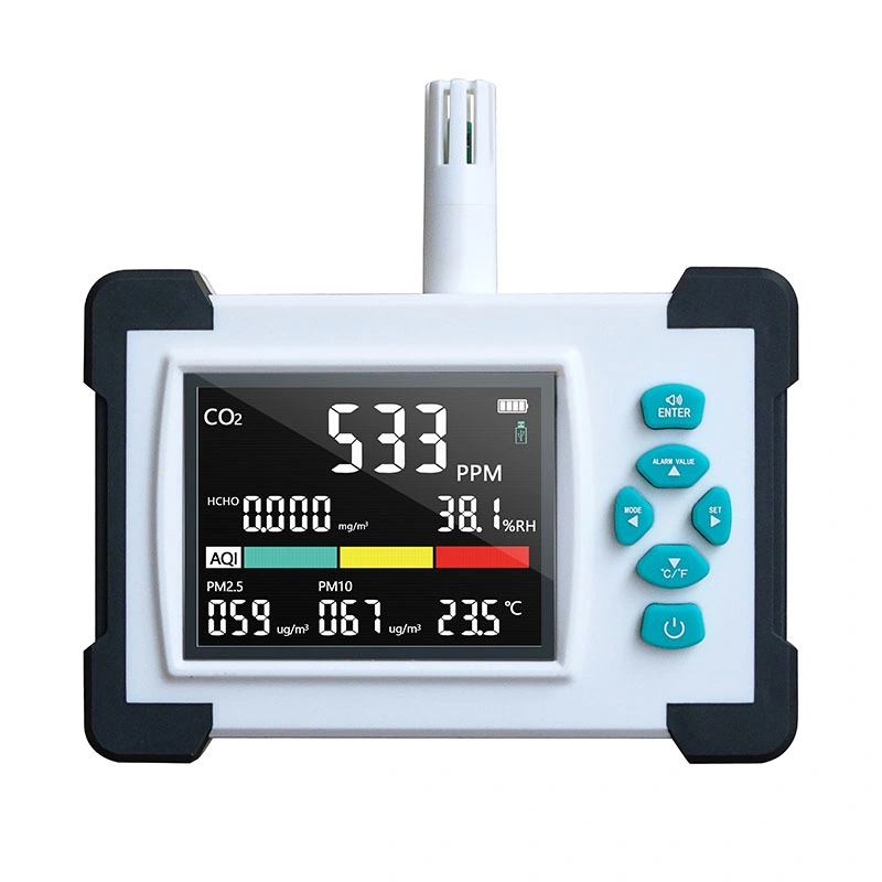 7 sur 1 moniteur de la qualité de l'air en temps réel de CO2/PM10 PM2,5 Compteur multifonctionnel de détecteur de gaz d'air