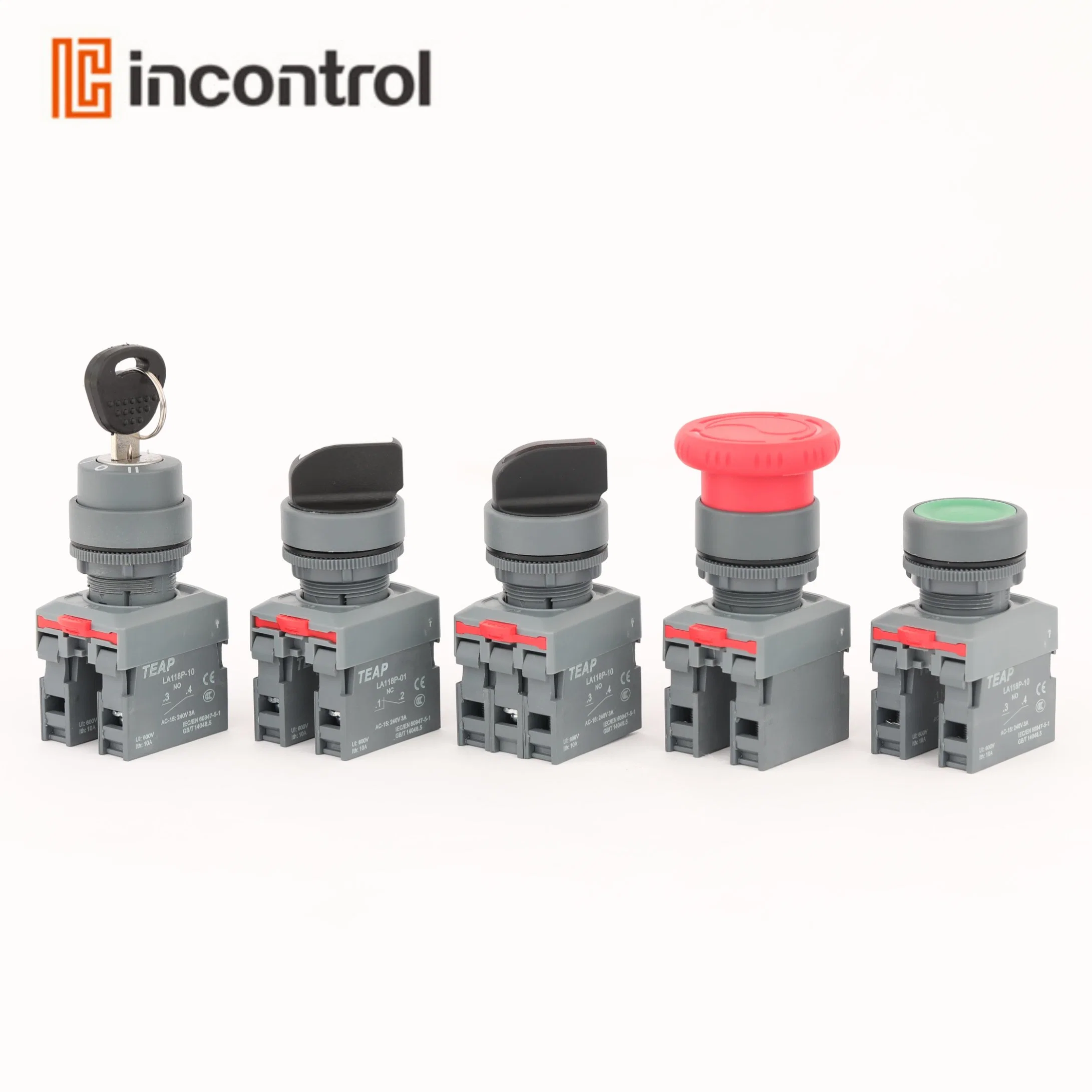 Nuevo interruptor de botón de control montado en panel IP65 La118p con cuerpo gris