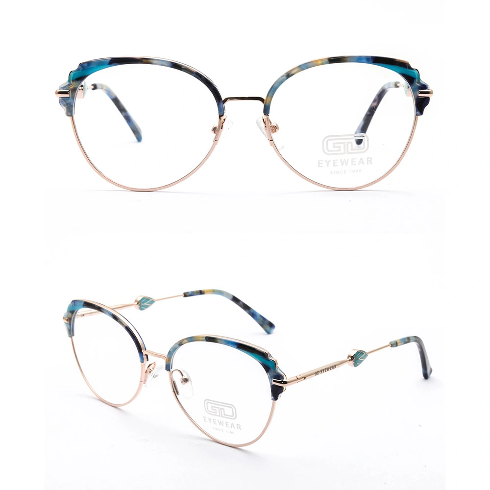 Gd Classic Hot Sale Beautiful Color Women Acetate Metal Optical Frames Stylish Glasses for Women