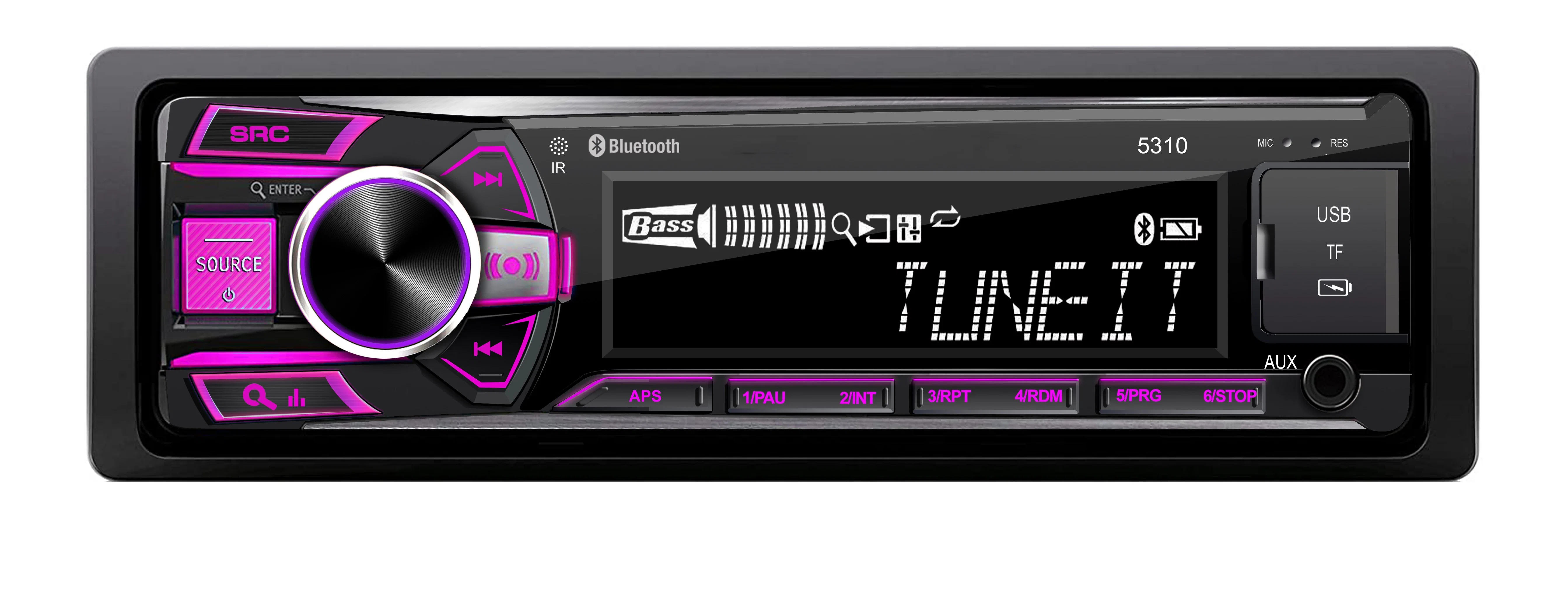 1DIN LCD Car MP3 Player with FM Support Remote Control Aux Bt 2USB 7 Color Changing Car Radio