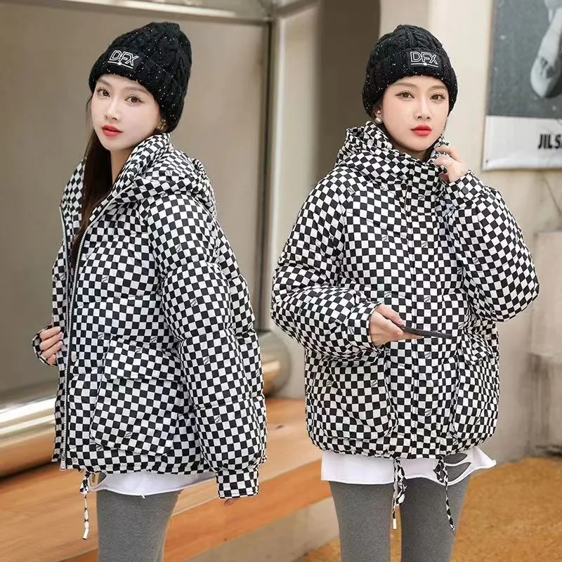 Women&prime; S Short Thick Loose Hooded Cotton Clothing Shows Thin Bread Clothing