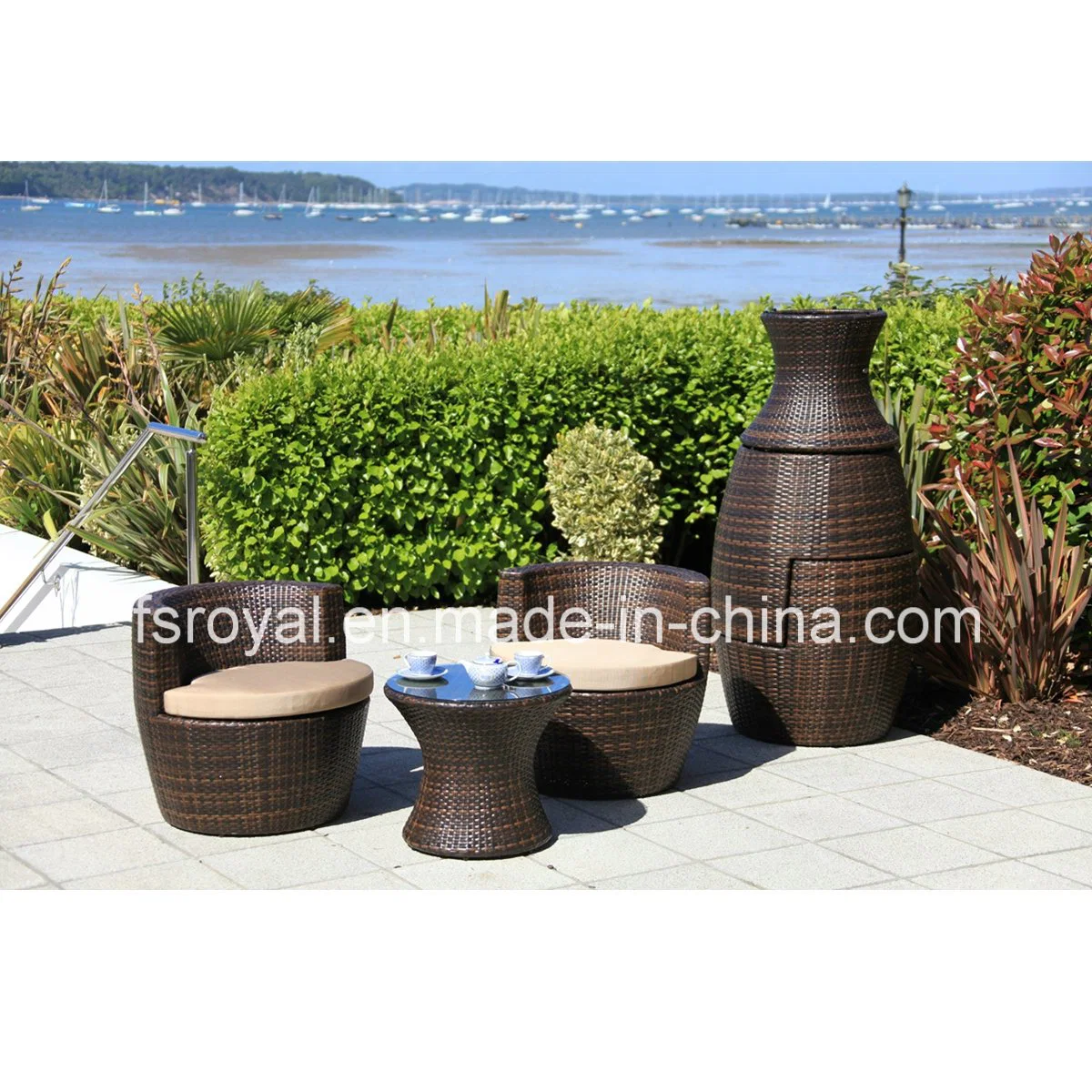 Outdoor Garden Patio Rattan Furniture Wicker Living Room Varanda Sets 3PCS