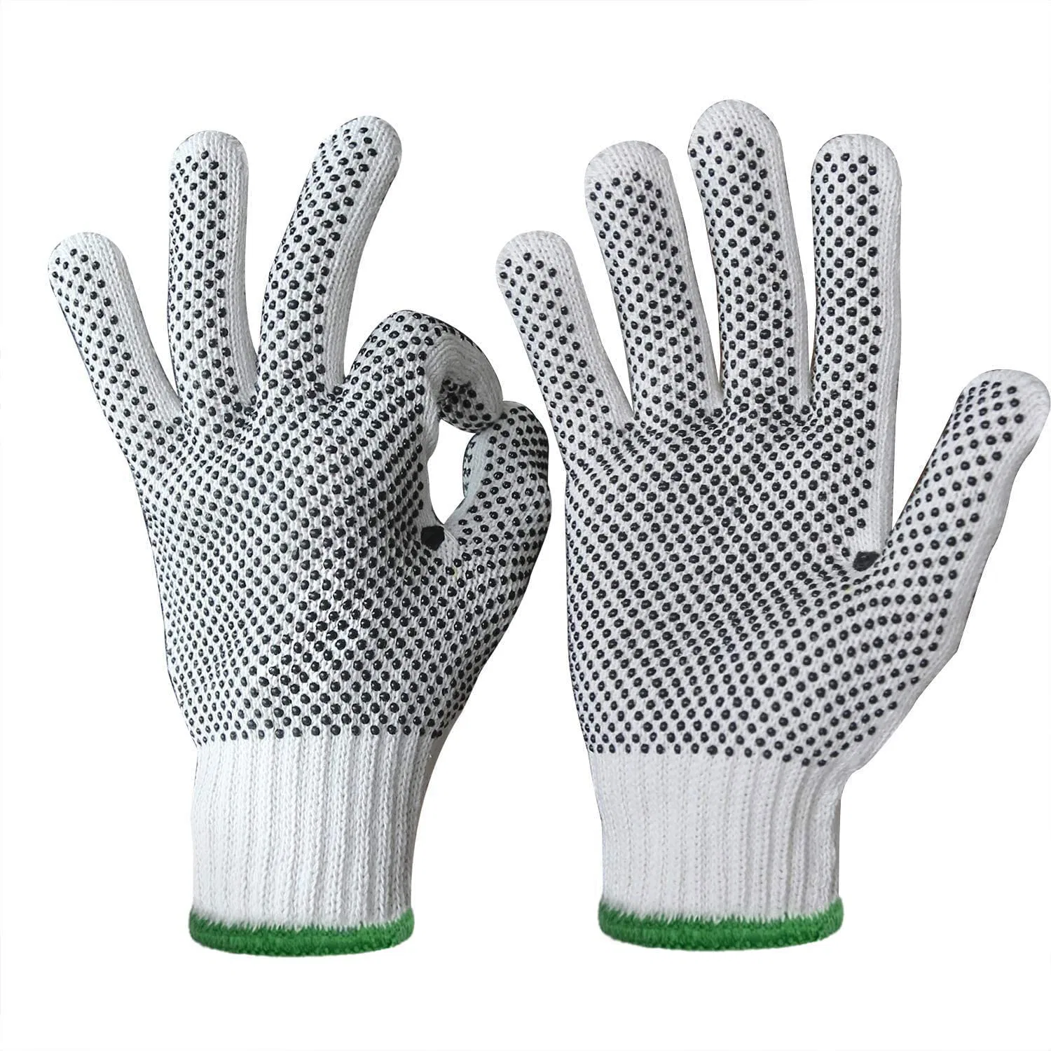 Double Side Black PVC Dotted Working Gloves with Rubber Dots