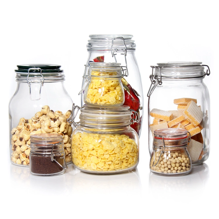 Personalized Custom Straight Side Spice Glass Storage Containers with Clip Lids