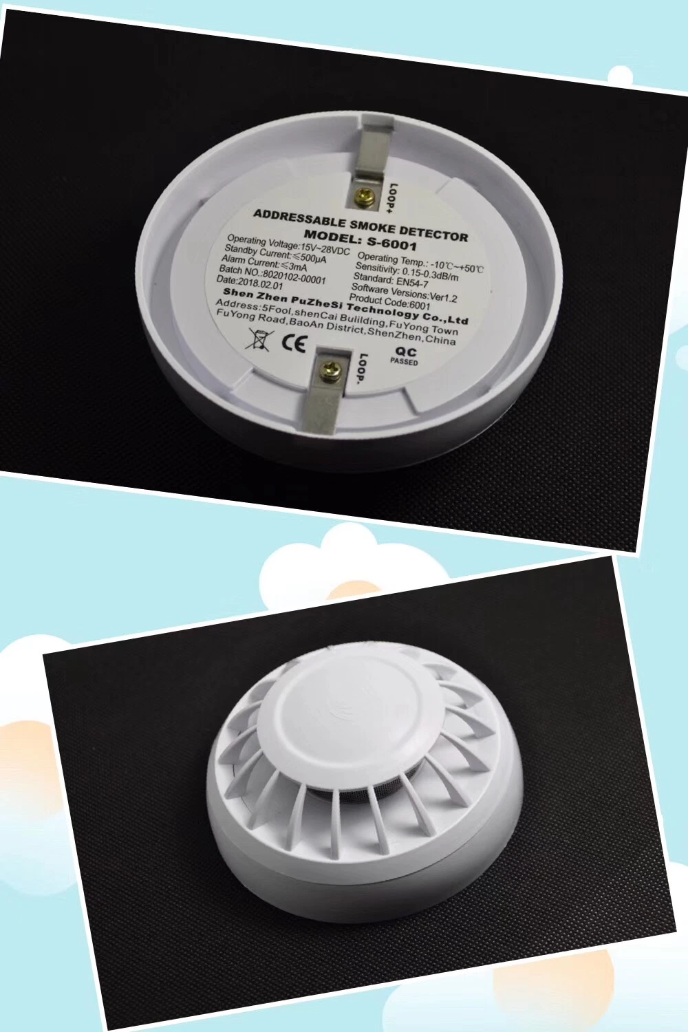 Fire Alarm Control Panel Usage High Accuracy Addressable Smoke Detector for Alarm System