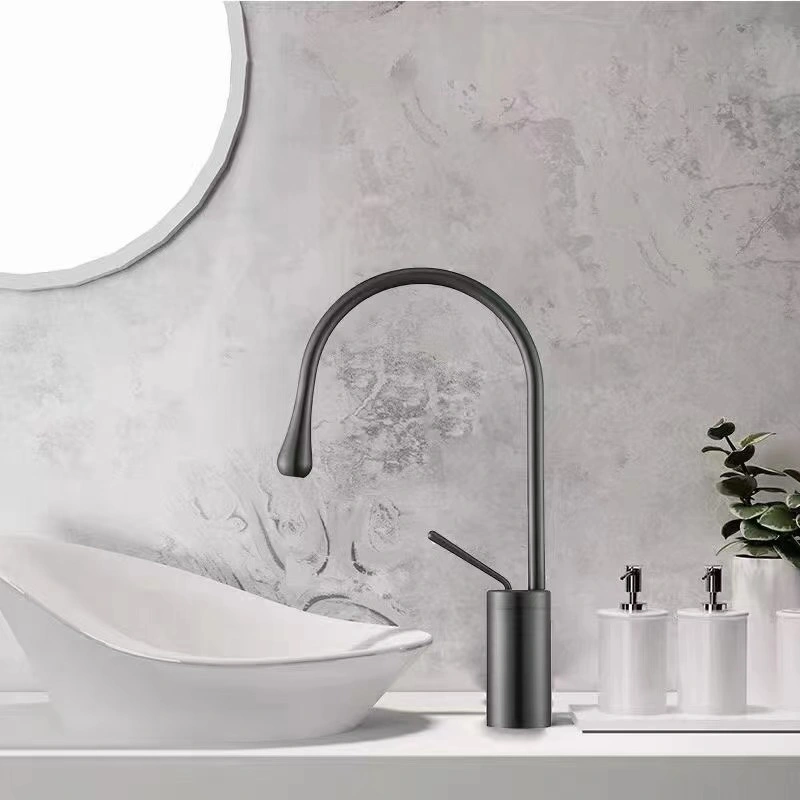 New Design Fashion Modern Hotel Model Styles Chromed and Metal Gray Finish Basin Sink Faucet Mixer