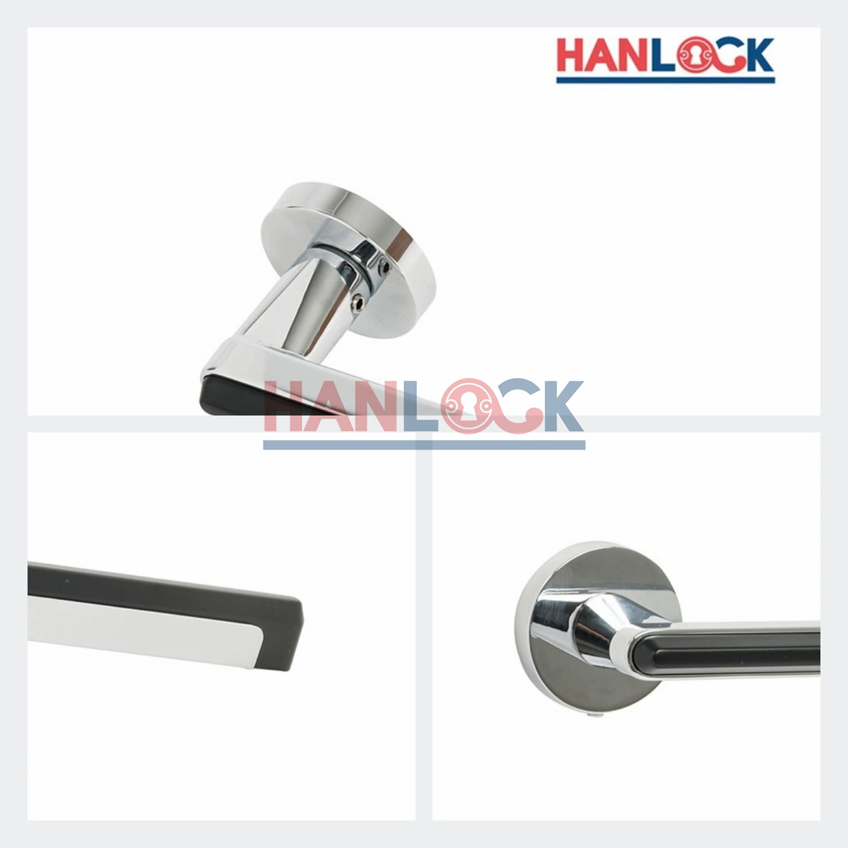 Chrome Plating Zinc Alloy Level Door Handle with Black Part