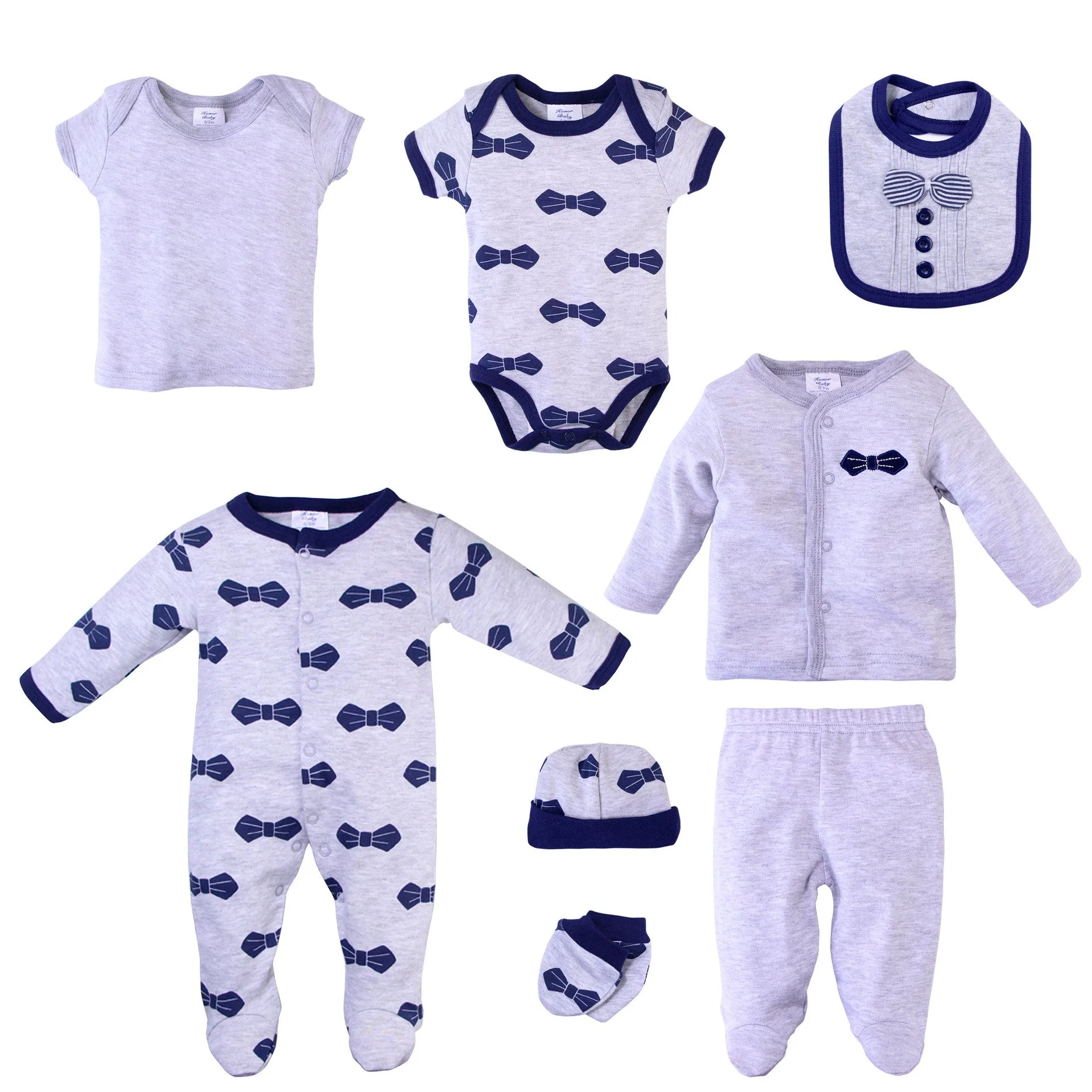 Оптовая упаковка 5PCS набор детской одежды для новорожденных Детские ромицы Pajamas Подарочные наборы Biba Mitten носки Hat Cotton Boy Girl Romper Набор детских одежды