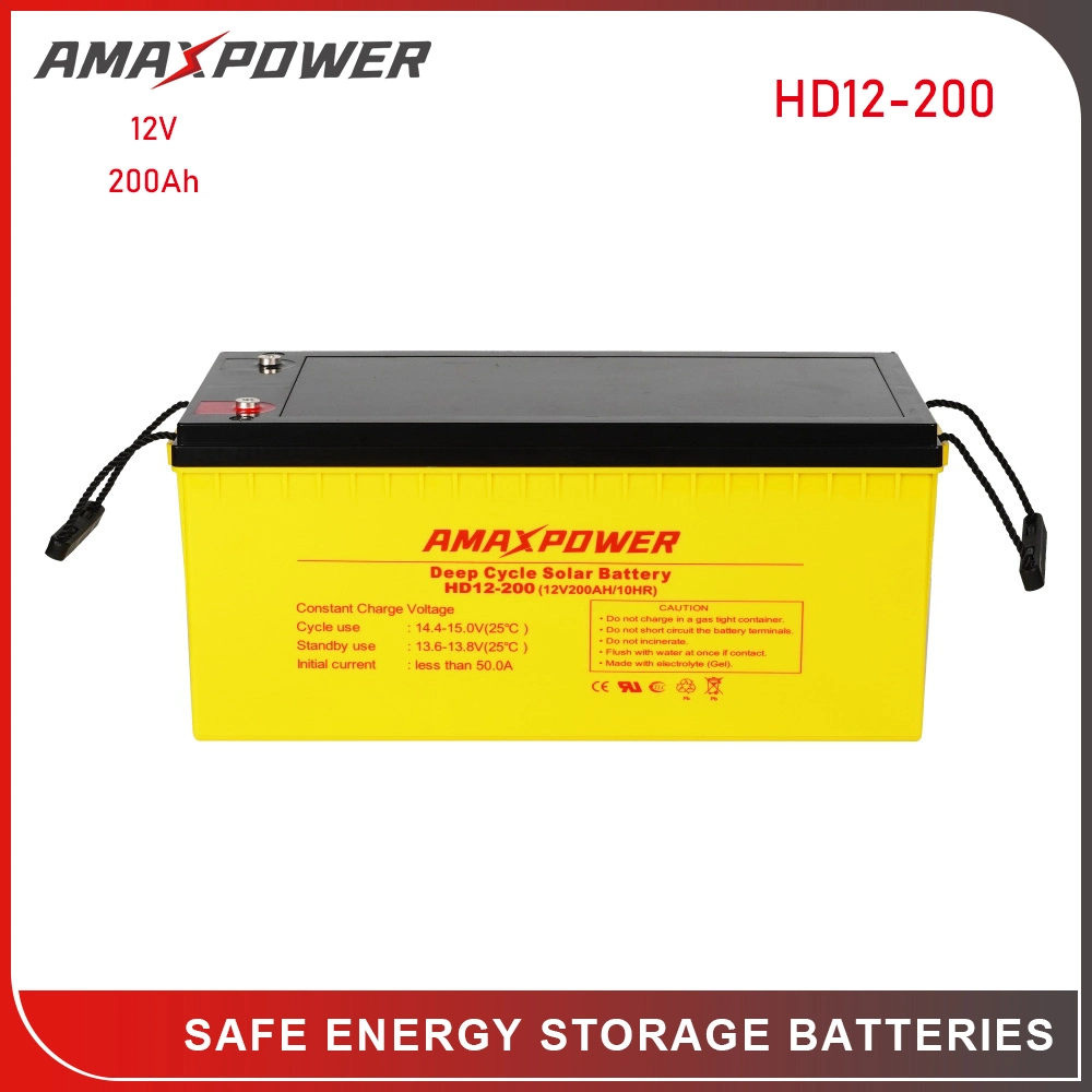 Amaxpower Battery Factory 12V 24ah 33ah 50ah 100ah 150ah 200ah 250ah 300ah Deep Cycle Gel Solar Battery Price