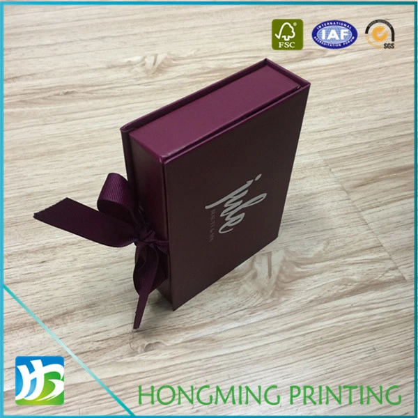White Logo Printed Jewelry Gift Boxes with Silk Ribbon