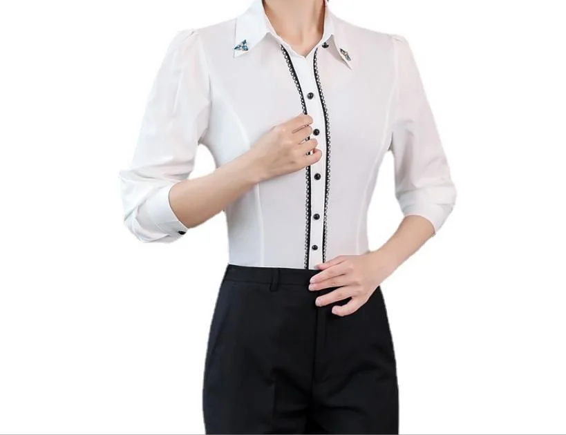 OEM Professional Shirts Women Formal Wear Shirts Long Sleeve Work Clothes Tooling Spot Wholesale