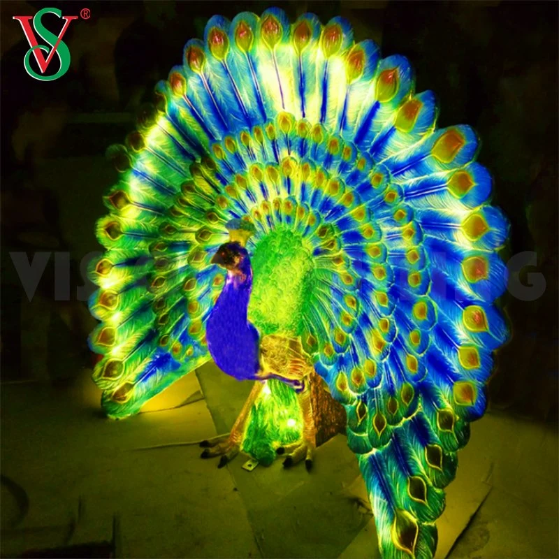 Fiberglass Animal Light Acrylic Peacock LED Outdoor Motif Decoration Lighting