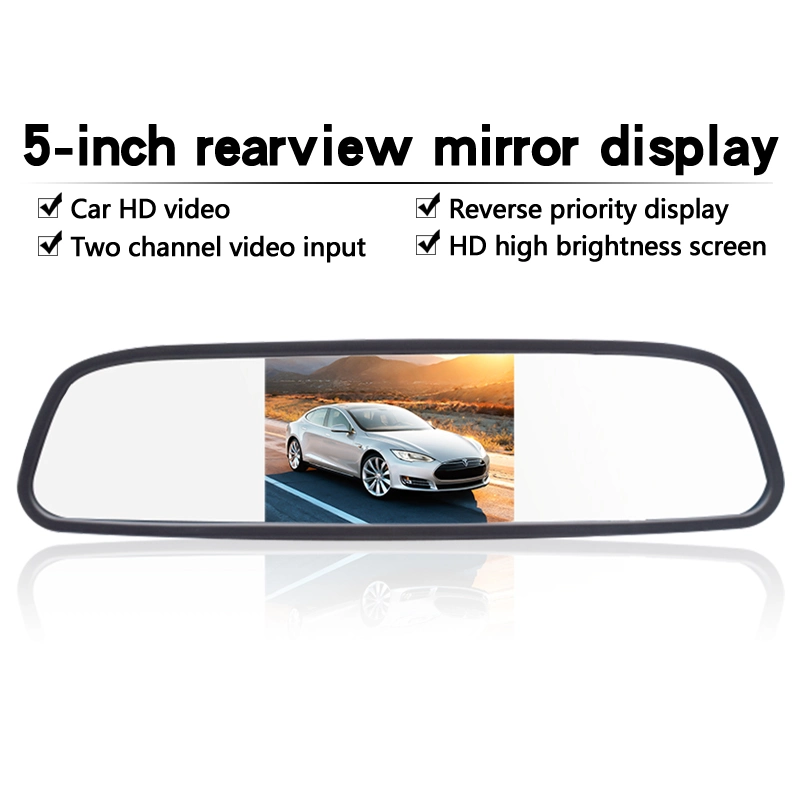 5inch Car Mirror Parking Rearview Monitor with 2 Video Input for Camera